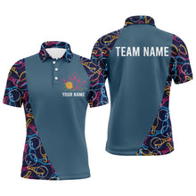 Load image into Gallery viewer, Personalized Men Polo Bowling Shirt, Bowling Balls Pins Pattern Bowlers Team Jersey NBP25