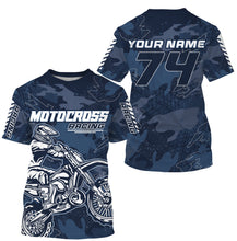 Load image into Gallery viewer, Men women kids jersey for dirt bike custom UPF30+ blue motocross racing xtreme off-road motorcycle PDT102