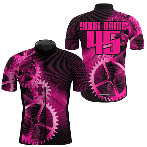Custom Cycling Jersey Sprocket Mountain Bike Cycle Racing Bicycling Shirt Road Biking - Pink| NMS834
