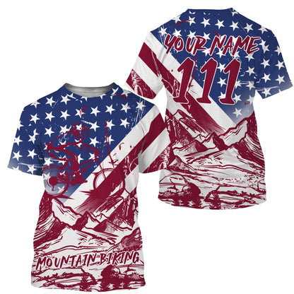 Patriotic adult kid MTB jersey Custom UPF30+ enduro mountain bike shirt USA downhill cycling gear| SLC27