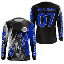 Load image into Gallery viewer, Extreme blue Motocross off-road jersey UPF30+ youth adult custom dirt bike racing shirt PDT339