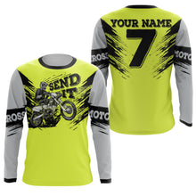 Load image into Gallery viewer, Custom dirt bike jersey Send It green UPF30+ men women kid motocross racewear off-road motorcycle NMS971