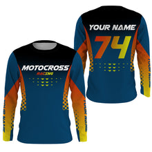 Load image into Gallery viewer, Motocross racing custom jersey UPF30+ men women kids blue dirt bike offroad motorcycle outfits NMS1010
