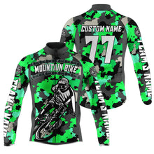 Load image into Gallery viewer, Custom Mens MTB cycling jersey Green camo bike shirt with 3 pockets UPF50+ Mountain biking gear| SLC88