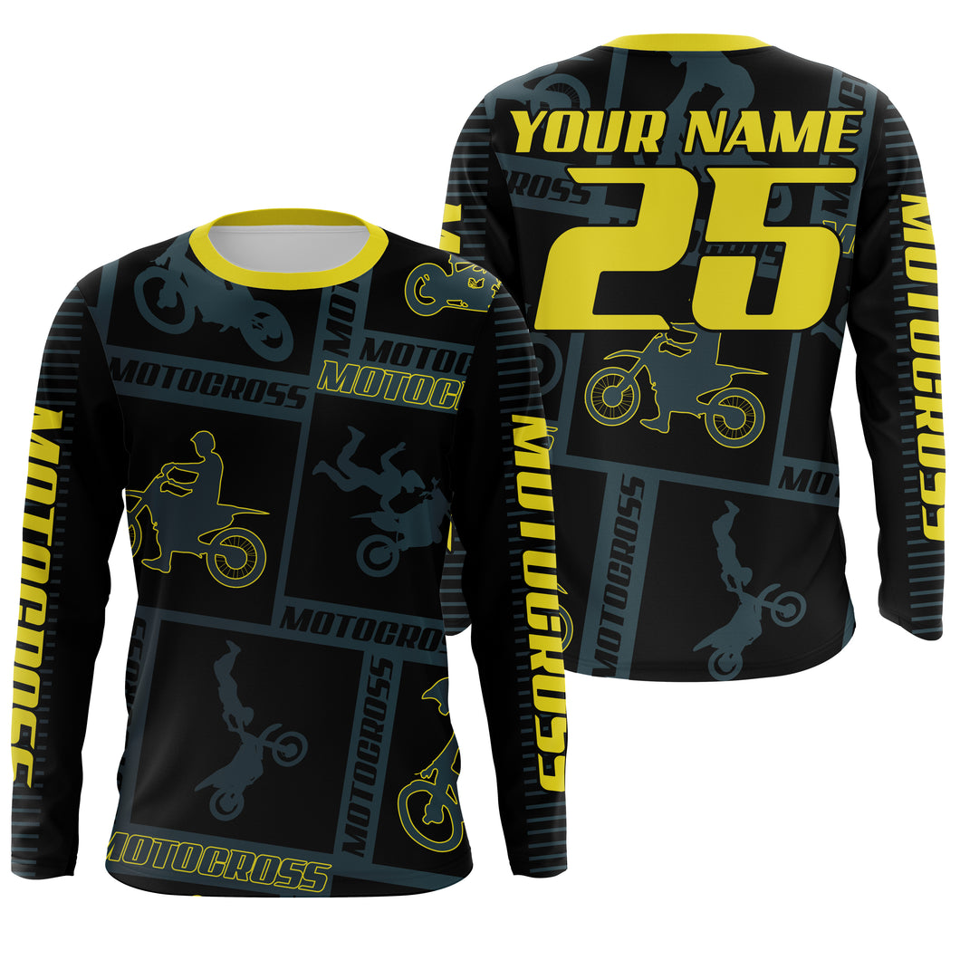 Kid adult youth Motocross jersey UPF30+ MX racing blue off-road shirt dirt bike extreme motorcycle PDT113