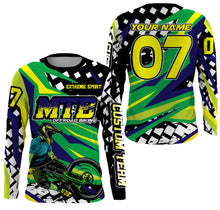 Load image into Gallery viewer, Green mountain bike shirt UPF30+ Personalized Adult kid MTB jersey cycling gear mens| SLC135