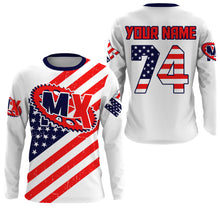 Load image into Gallery viewer, American flag custom number&amp;name MX jersey Motocross youth men UPF30+ offroad Patriotic biker shirt PDT169