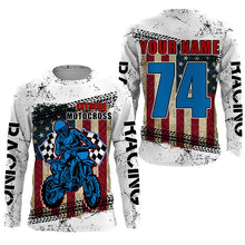 Load image into Gallery viewer, Personalized Motocross jersey for kid adult UPF30+ Patriotic dirt bike shirt American Flag PDT398