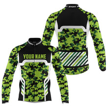 Load image into Gallery viewer, Green camouflage Mens cycling jersey with pockets UPF50+ Custom bike shirts Full zip bicycle gear| SLC188