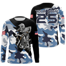 Load image into Gallery viewer, Blue camo custom dirt bike jersey kid&amp;adult UV Motocross racing shirt off-road extreme motorcycle PDT141