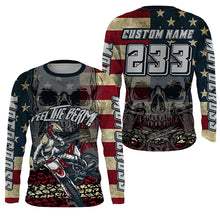 Load image into Gallery viewer, American Flag Custom Skull Motocross Jersey UPF30+ Patriotic Dirt Bike Racing Motorcycle Shirt NMS1237