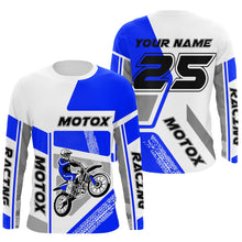 Load image into Gallery viewer, Customizable dirt bike jersey youth kid adult UPF30+ blue riding Motocross off-road extreme shirt PDT75
