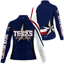 Load image into Gallery viewer, Navy Texas cycling jersey UPF50+ road bike shirt MTB BMX dirt gear TX biking top with back pockets| SLC222