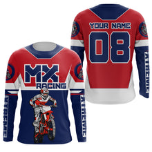 Load image into Gallery viewer, Men women youth dirt bike racing jersey UPF30+ blue red Motocross custom off-road extreme shirt  PDT208