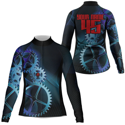 Custom Cycling Jersey Sprocket Mountain Bike Cycle Racing Bicycling Shirt Road Biking - Blue| NMS833