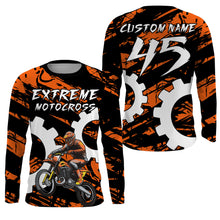 Load image into Gallery viewer, Adult&amp;kids custom name&amp;number orange MX racing jersey UPF30+ Motocross biker off-road shirt PDT205