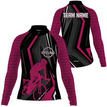 Load image into Gallery viewer, Custom Womens cycling jersey Pink bike shirts UPF50+ Biking tops girls Breathable gear with pockets| SLC64