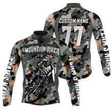 Load image into Gallery viewer, Custom Mens MTB cycling jersey Grey camo bike shirt with 3 pockets UPF50+ Mountain biking gear| SLC88