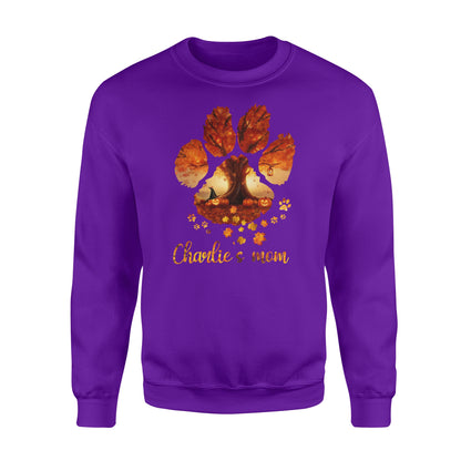 Custom dog's name dog paws mom autumn halloween personalized gift - Standard Crew Neck Sweatshirt