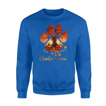 Custom dog's name dog paws mom autumn halloween personalized gift - Standard Crew Neck Sweatshirt
