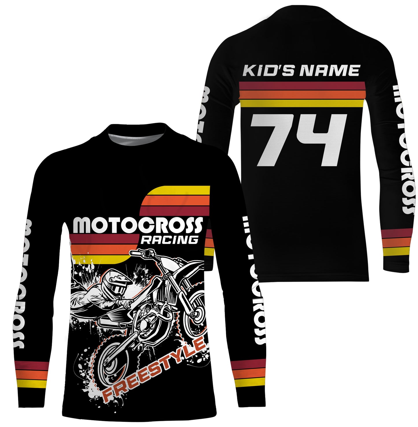 Adult&kids custom black dirt bike jersey UPF30+ Motocross off-road biker motorcycle MX shirt PDT204