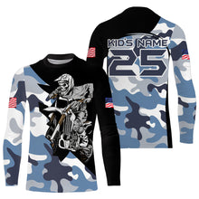 Load image into Gallery viewer, Blue camo custom dirt bike jersey kid&amp;adult UV Motocross racing shirt off-road extreme motorcycle PDT141