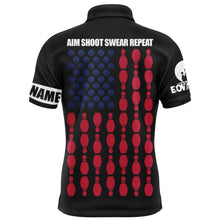Load image into Gallery viewer, Patriotic Polo Bowling Shirt for Men Bowlers, Personalized American Flag Cool Bowling Jersey NBP32