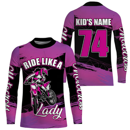 Personalized Motocross jersey women girls MX racing shirt UPF30+ motorcycle long sleeves off-road PDT315