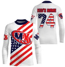 Load image into Gallery viewer, American flag custom number&amp;name MX jersey Motocross youth men UPF30+ offroad Patriotic biker shirt PDT169