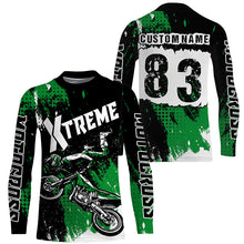 Load image into Gallery viewer, Extreme custom kid adult green Motocross jersey UPF30+ dirt bike long sleeve motorcycle shirt PDT392