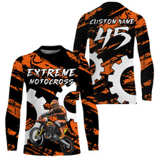 Load image into Gallery viewer, Adult&amp;kids custom name&amp;number orange MX racing jersey UPF30+ Motocross biker off-road shirt PDT205