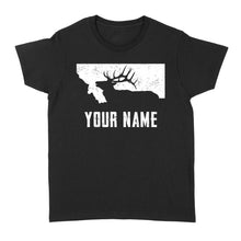 Load image into Gallery viewer, Montana Elk Hunting Custom Name Shirt Bull Elk MT State Shape Standard Women&#39;s T-shirt FSD1808D05