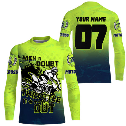 Personalized Dirt Bike Jersey UPF30+ When in Doubt Throttle It out, Motocross MX Racing NMS1185