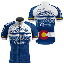 Load image into Gallery viewer, Navy Colorado men women&#39;s cycling jersey with 3 pockets UPF50+ full zip mountain bike bmx shirt| SLC167