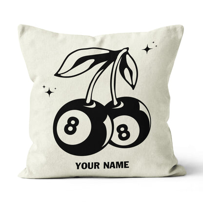 Personalized 8 Ball Cherry Billiards Pillows Custom Beige White Pillow TDM0742
