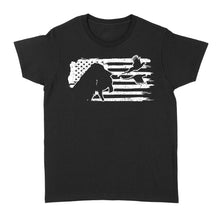 Load image into Gallery viewer, Pheasant hunting with dog American flag patriotic hunting, dog hunting pheasant shirt D01 NQS2582 Standard Women&#39;s T-shirt