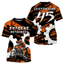 Load image into Gallery viewer, Adult&amp;kids custom name&amp;number orange MX racing jersey UPF30+ Motocross biker off-road shirt PDT205