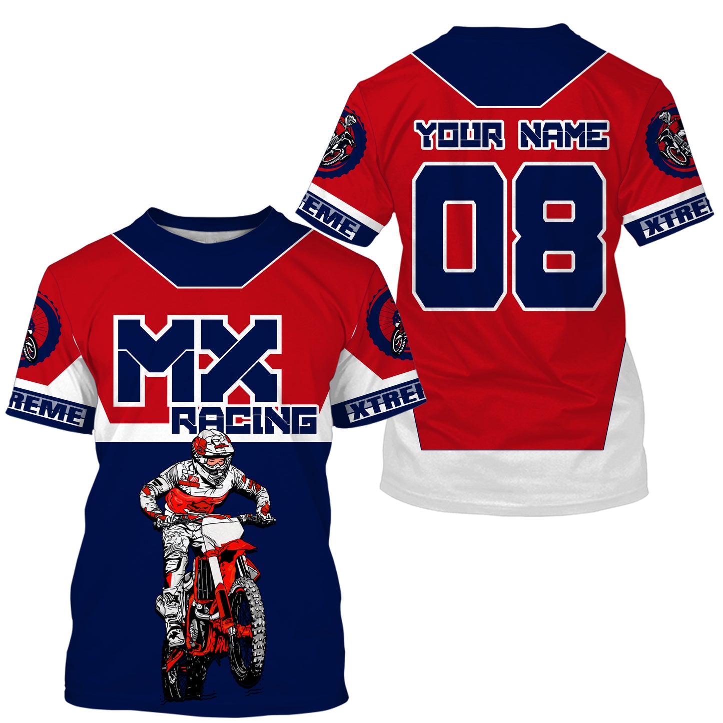 Men women youth dirt bike racing jersey UPF30+ blue red Motocross custom off-road extreme shirt  PDT208