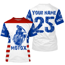 Load image into Gallery viewer, Kid men women USA flag Motocross off-road jersey custom name number dirt bike UV patriotic shirt PDT167