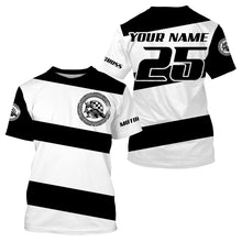 Load image into Gallery viewer, Black and white Motocross long sleeve jersey UPF30+ youth adult custom dirt bike racing shirt  PDT187