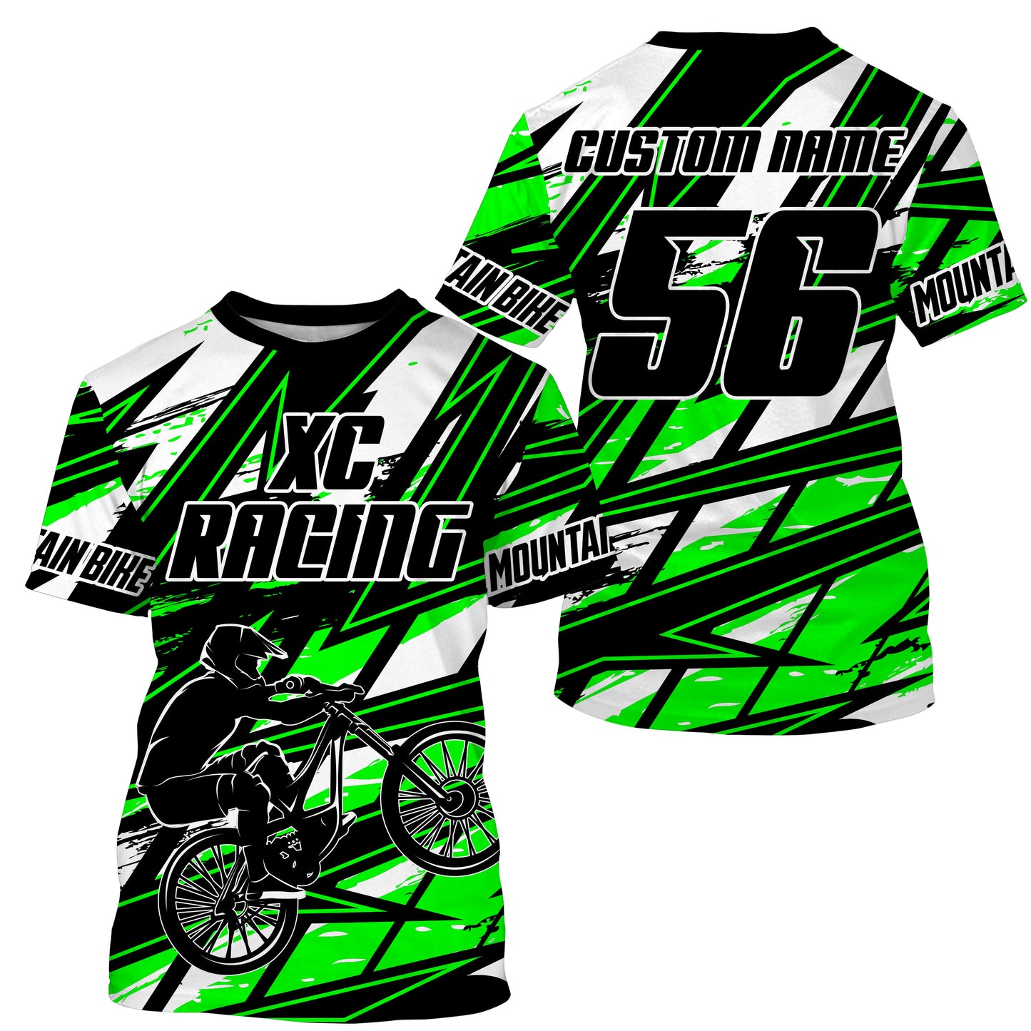 Green XC mountain bike jersey UPF30+ Cross-country kid adult MTB shirt cycling gear| SLC107