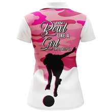 Load image into Gallery viewer, Bowling Girl Personalized Polo Shirt Women Bowling Pink Camo Jersey Short Sleeves Bowlers NBP42