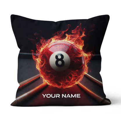 Personalized Flaming 8 Ball Pool Cue Billiard Pillow, Best Pillows Gifts TDM0748