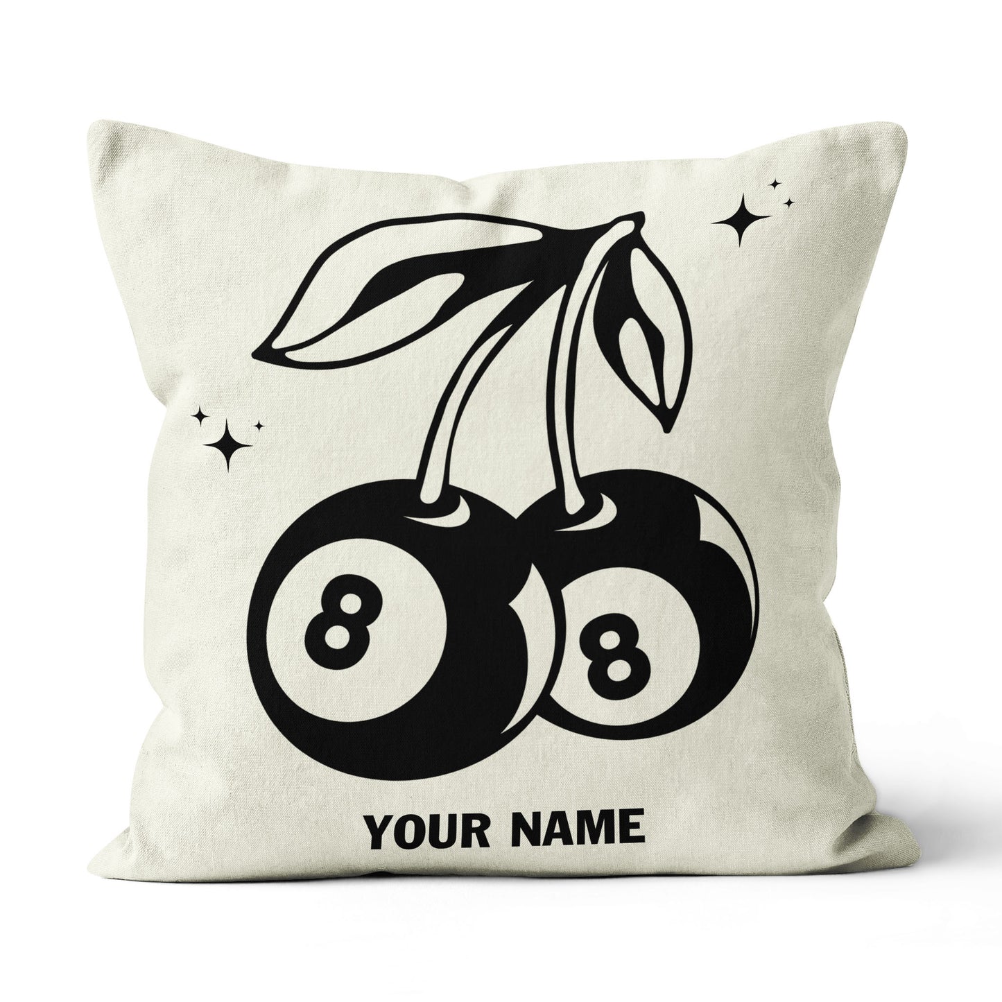 Personalized 8 Ball Cherry Billiards Pillows Custom Beige White Pillow TDM0742