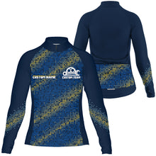 Load image into Gallery viewer, Blue Womens cycling jersey Custom cycle gear with 3 pockets Anti-UV full zip MTB BMX racewear| SLC118