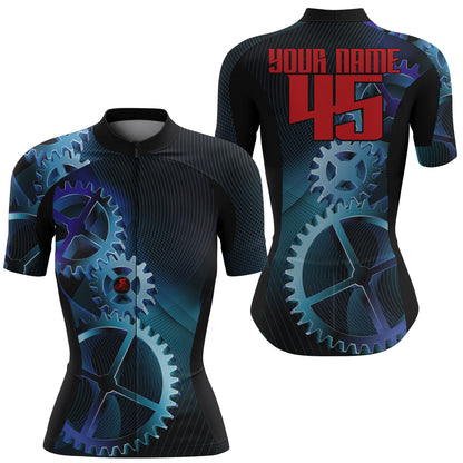 Custom Cycling Jersey Sprocket Mountain Bike Cycle Racing Bicycling Shirt Road Biking - Blue| NMS833