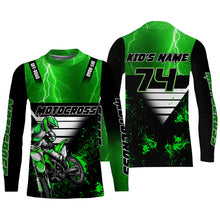 Load image into Gallery viewer, Custom Dirt Bike Jersey Kid Adult UPF30+ Green Motocross Off-Road Shirt MX Racing PDT457