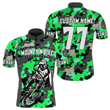 Load image into Gallery viewer, Custom Mens MTB cycling jersey Green camo bike shirt with 3 pockets UPF50+ Mountain biking gear| SLC88