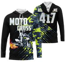 Load image into Gallery viewer, Custom Motocross kid men women UPF30+ jersey for MX camo green dirt bike off-road racing shirt PDT82