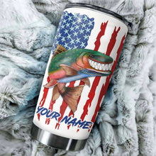 Load image into Gallery viewer, 1pc Trout fly fishing American flag rainbow trout ChipteeAmz&#39;s art Custom Stainless Steel Tumbler Cup AT058